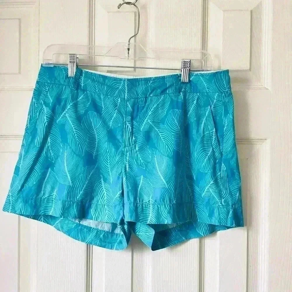 Banana Republic Martin Fit Leaf Print Green &Blue Shorts size 8